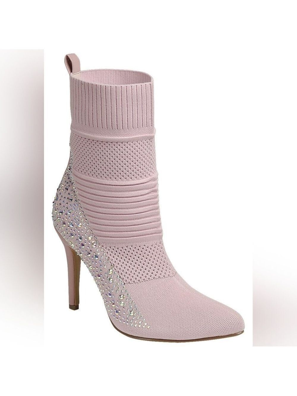 NWT Pink Rhinestone Sock Booties Sizes 5.5 -7 - Picture 3 of 4